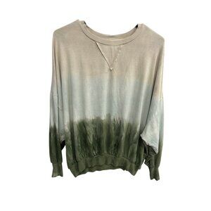 Young Fabulous & Broke Tie Dye Sweatshirt Green Beige Sz Medium Relaxed Fit Cozy